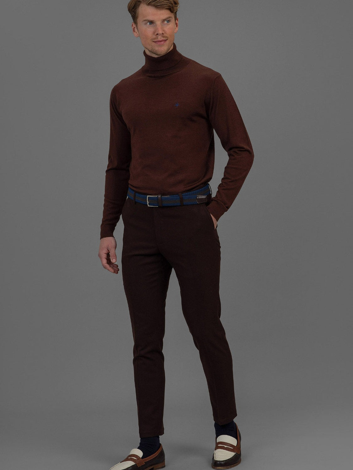 Roger Roll Neck Sweater - Brown