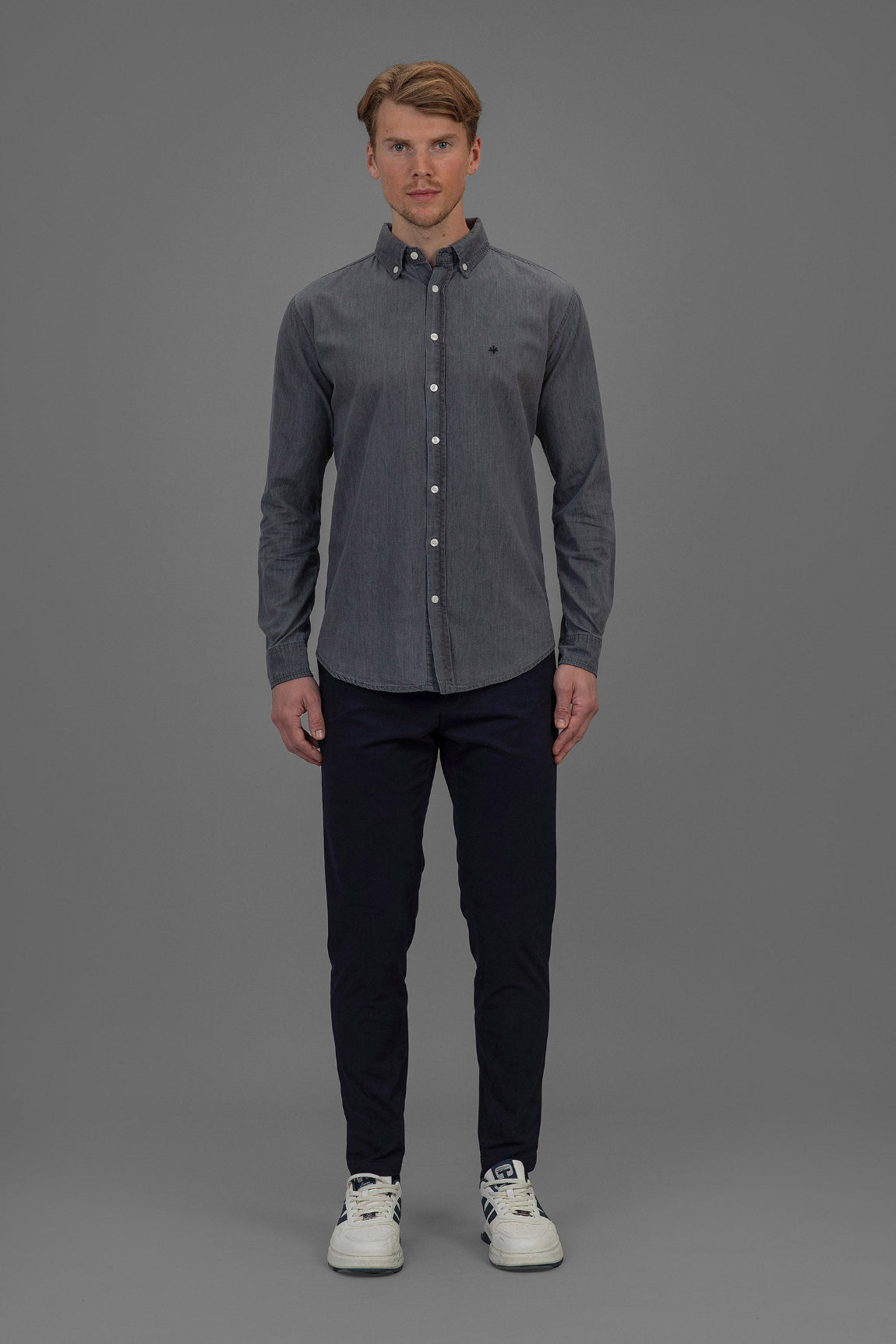 Marseille Slim Fit Denim Shirt - Grey