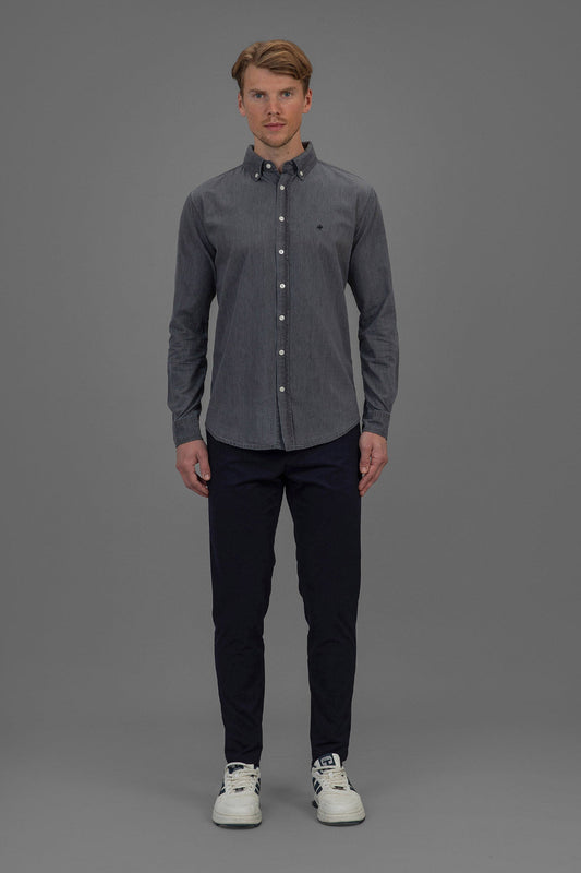 Marseille Slim Fit Denim Shirt - Grey