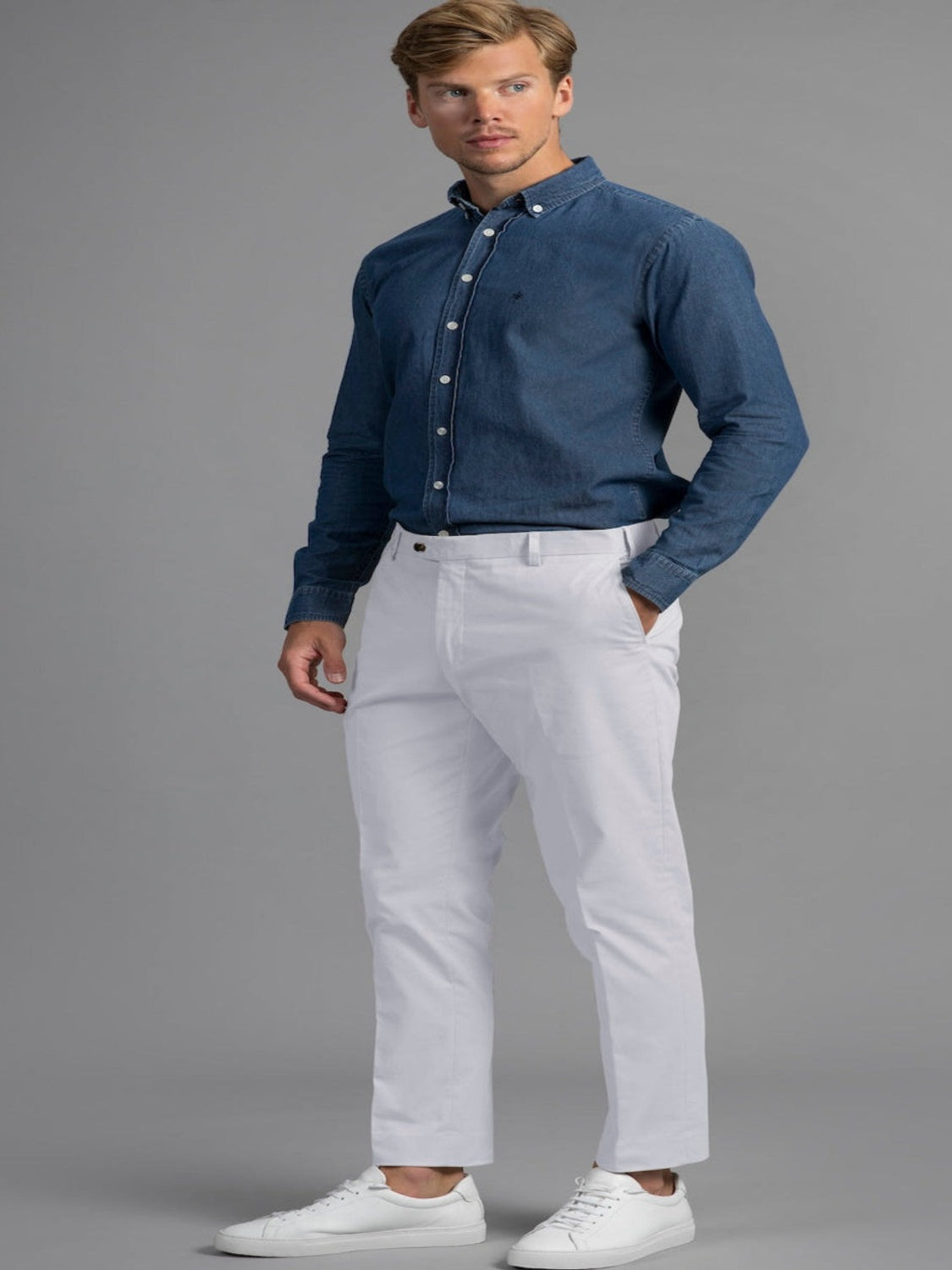 Bruno Cotton Stretch Chino - White