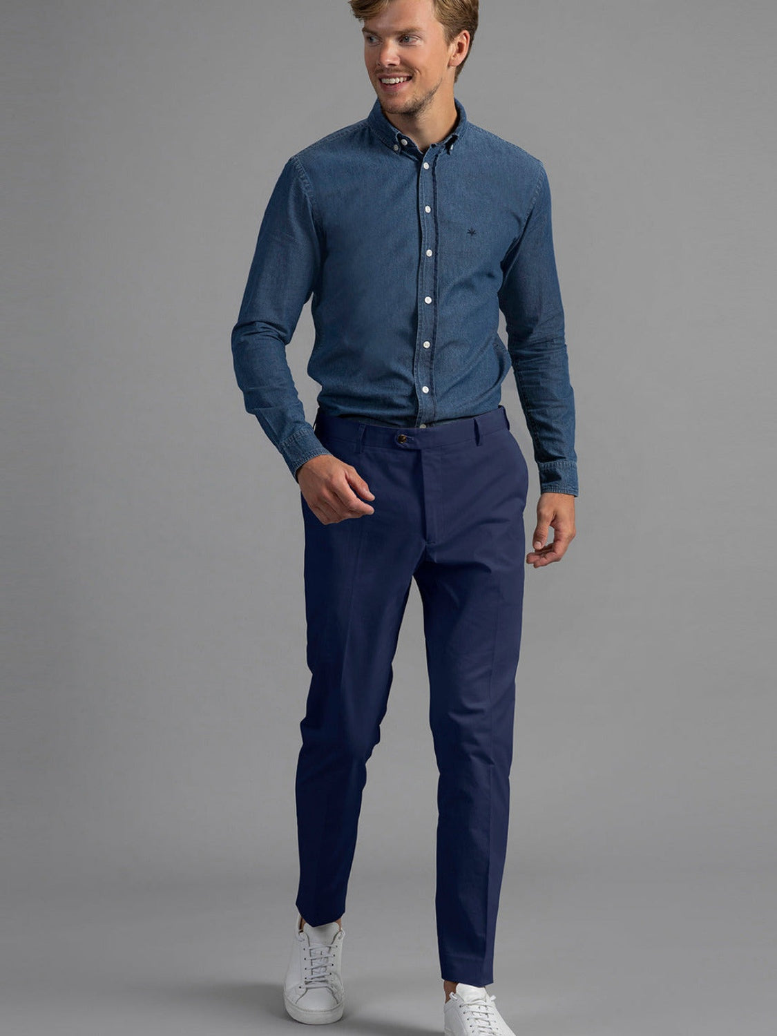 Bruno Cotton Stretch Chino - Navy Blue
