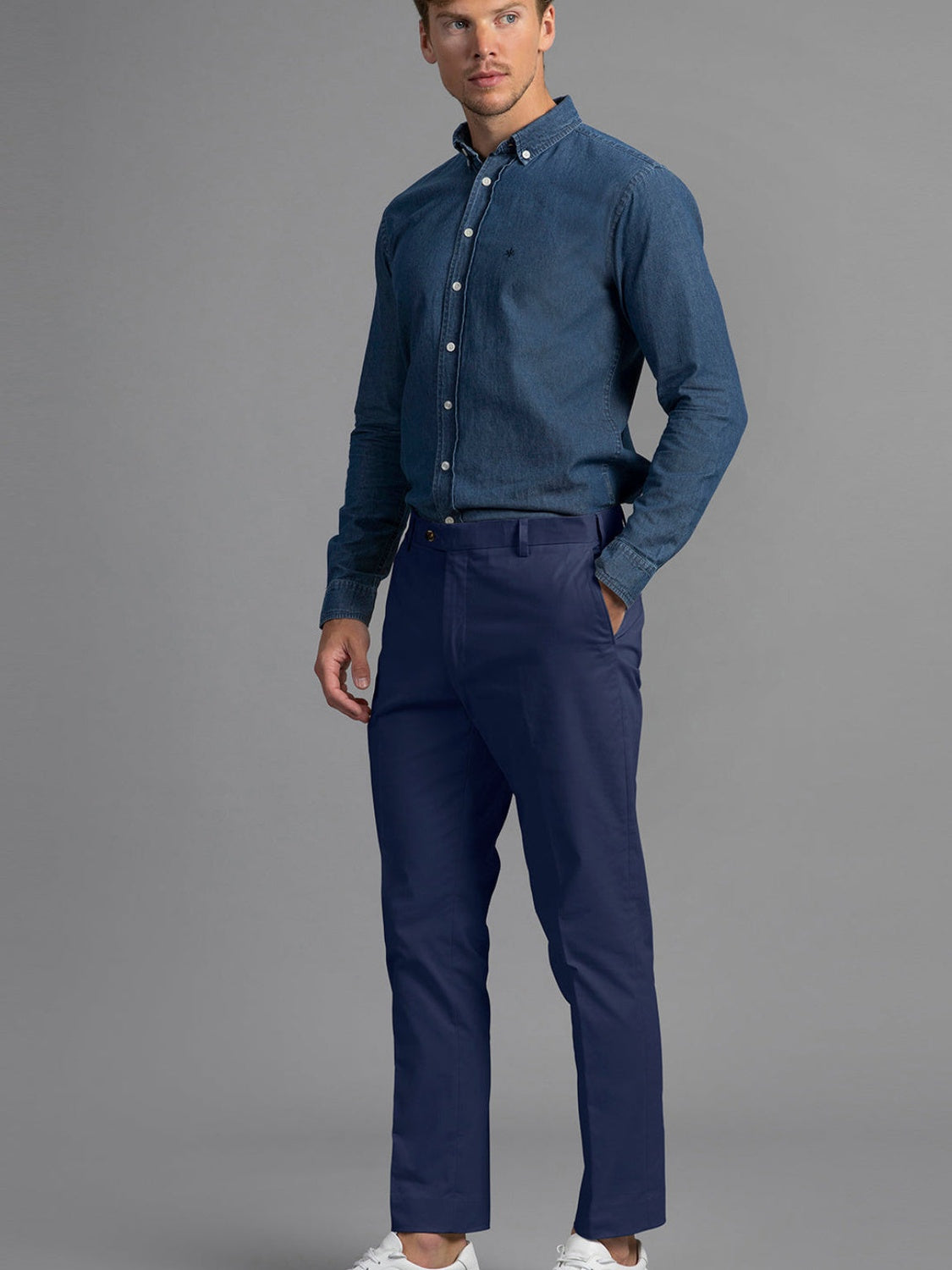 Bruno Cotton Stretch Chino - Navy Blue