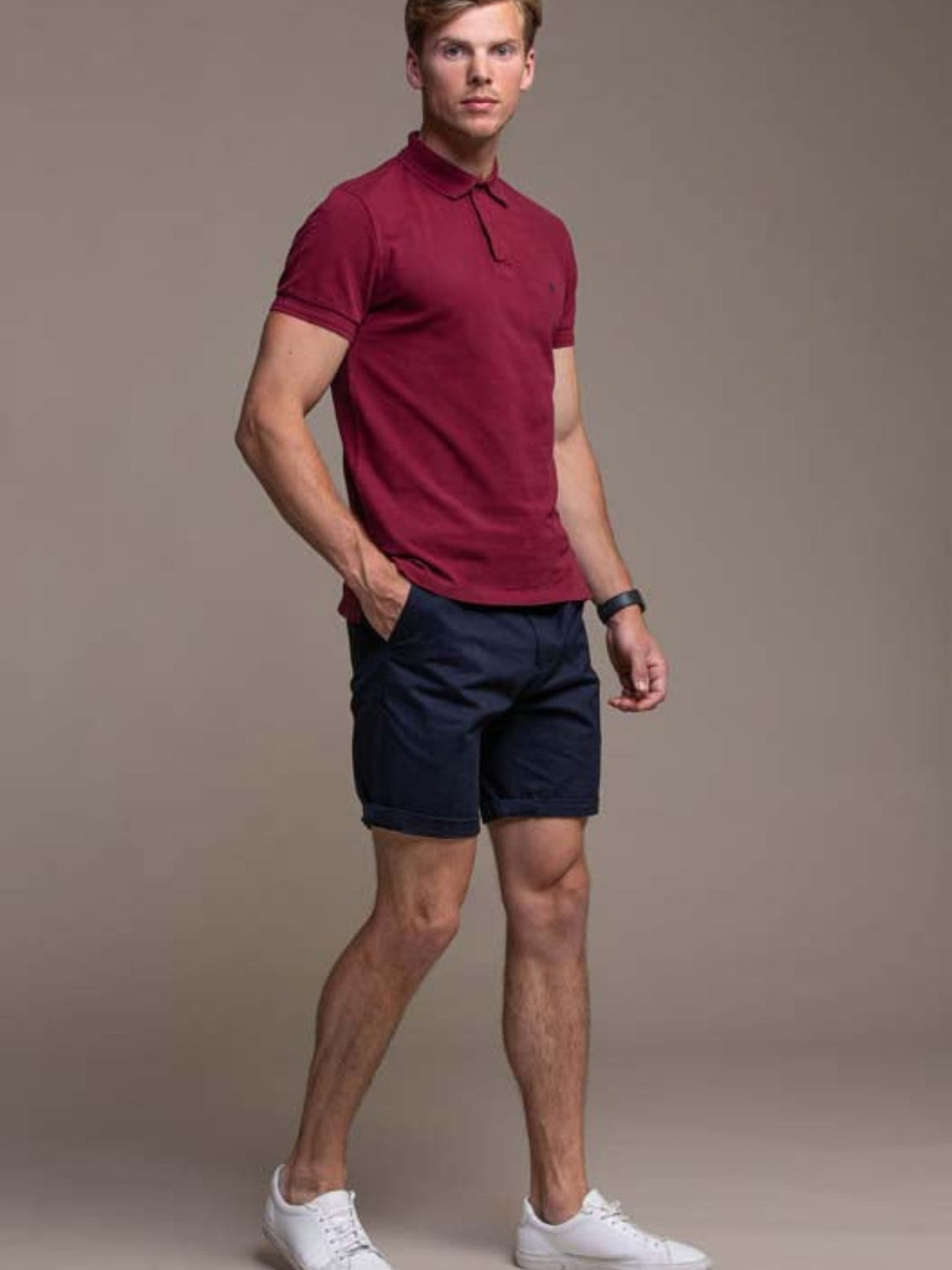Hugo Cotton Pique Polo in Bordeaux Rouge