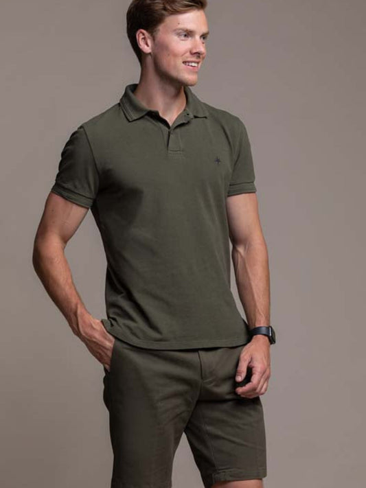 Hugo Cotton Pique Polo in Khaki Green