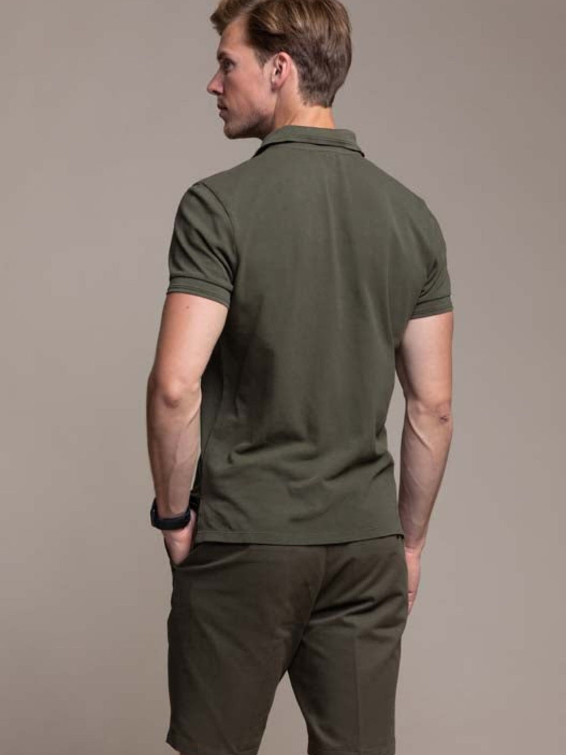 Hugo Cotton Pique Polo in Khaki Green