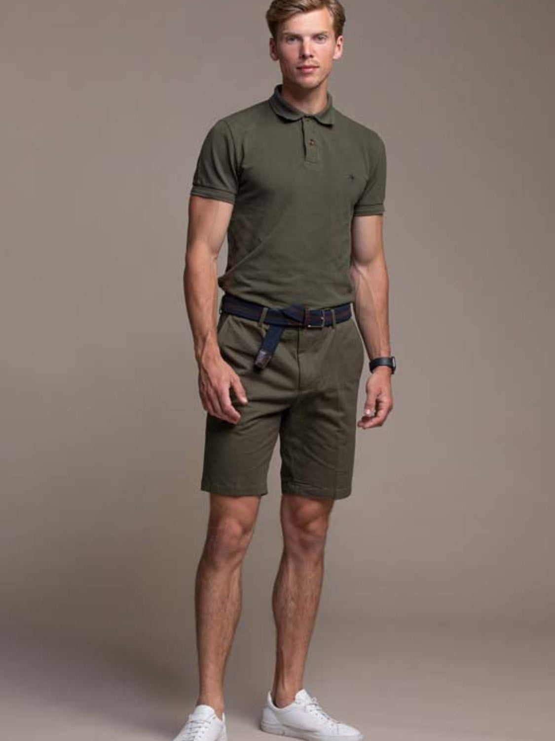 Hugo Cotton Pique Polo in Khaki Green