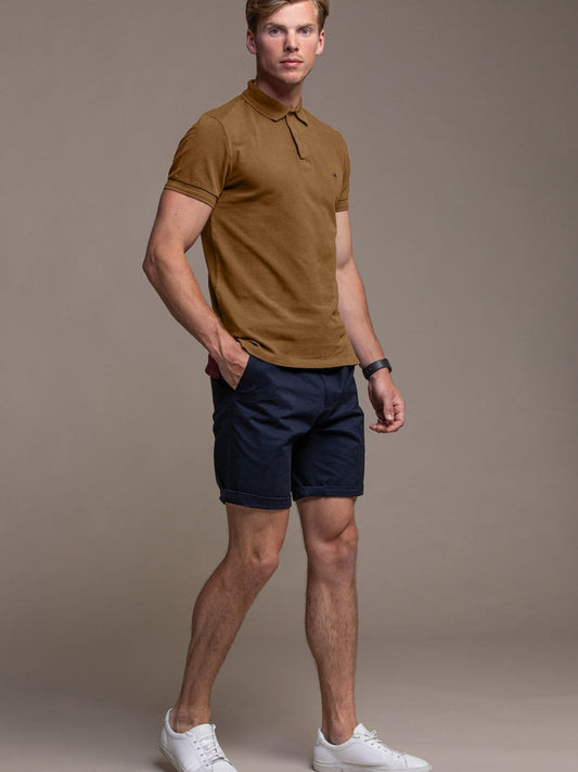 Hugo Cotton Pique Polo in Cognac