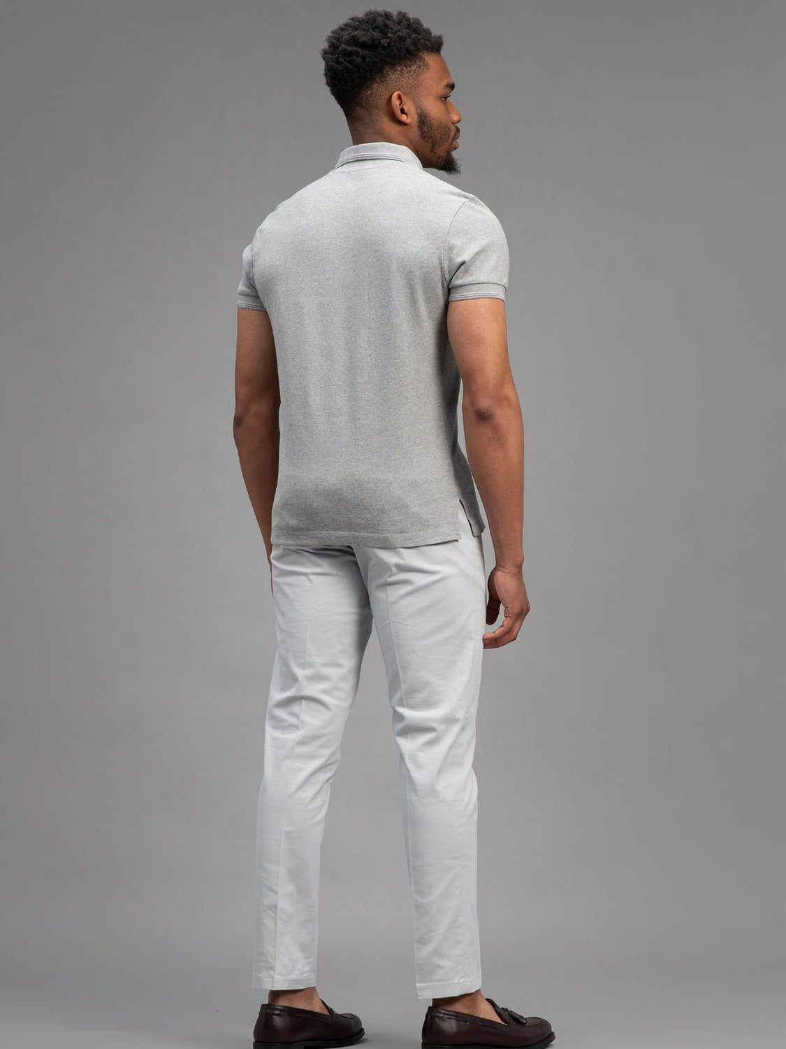 Hugo Cotton Pique Polo in Gris Melange