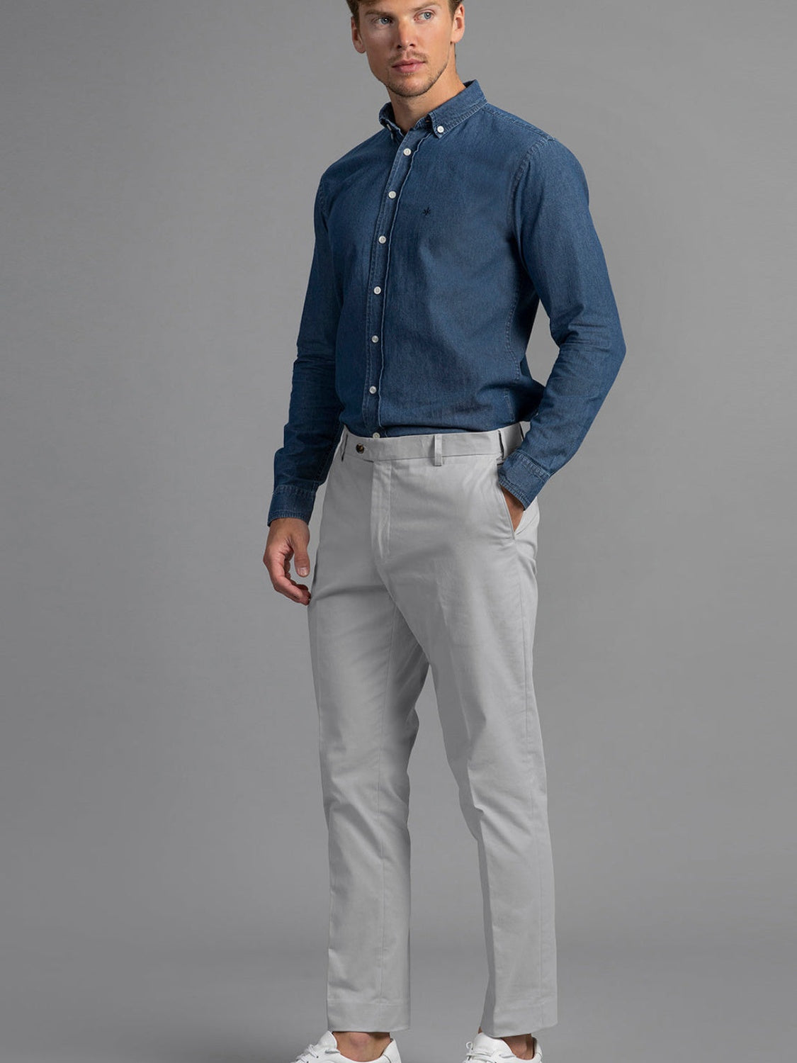 Bruno Cotton Stretch Chino - Light Grey