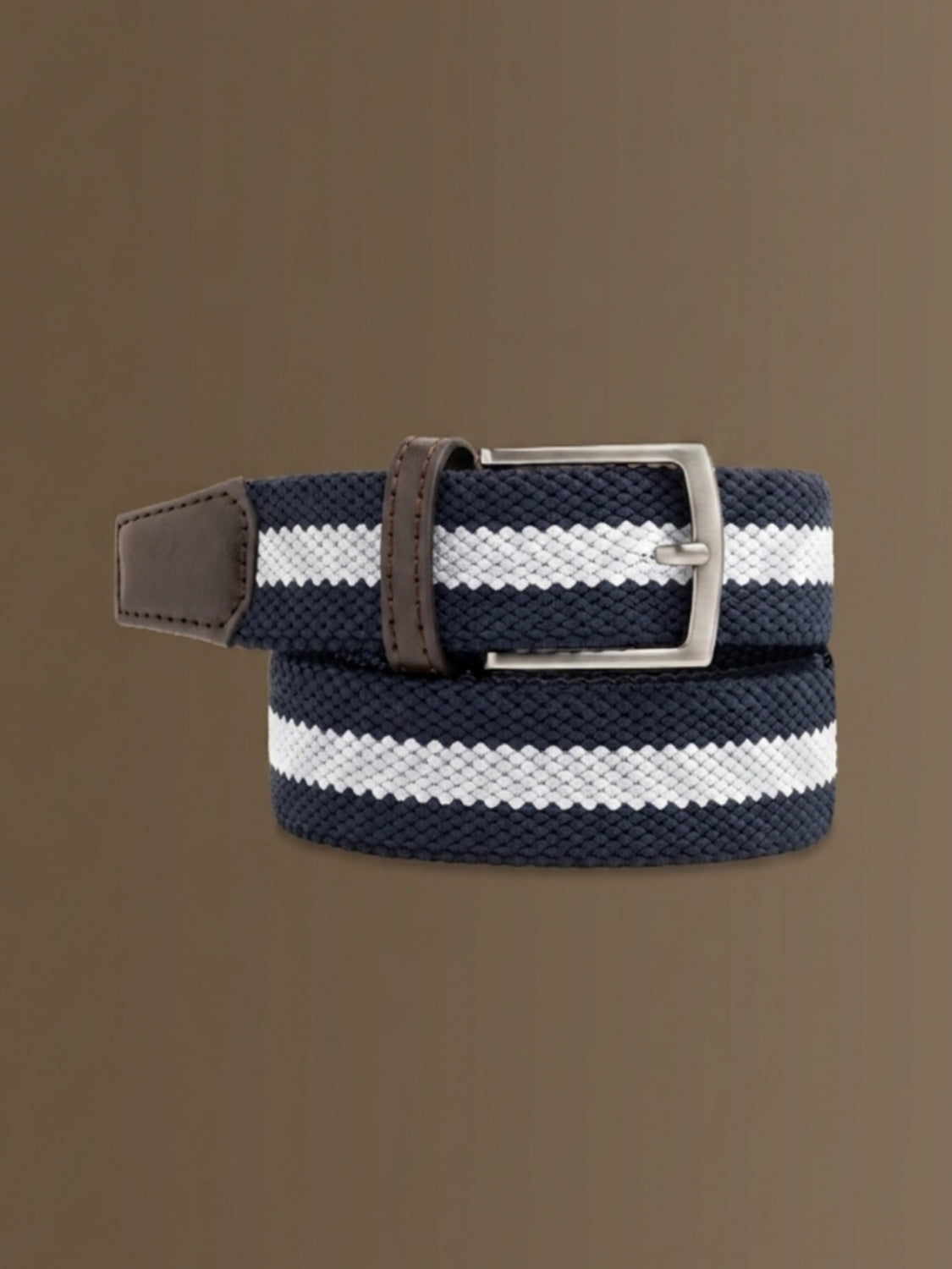 Tours woven striped belt - Navy / White