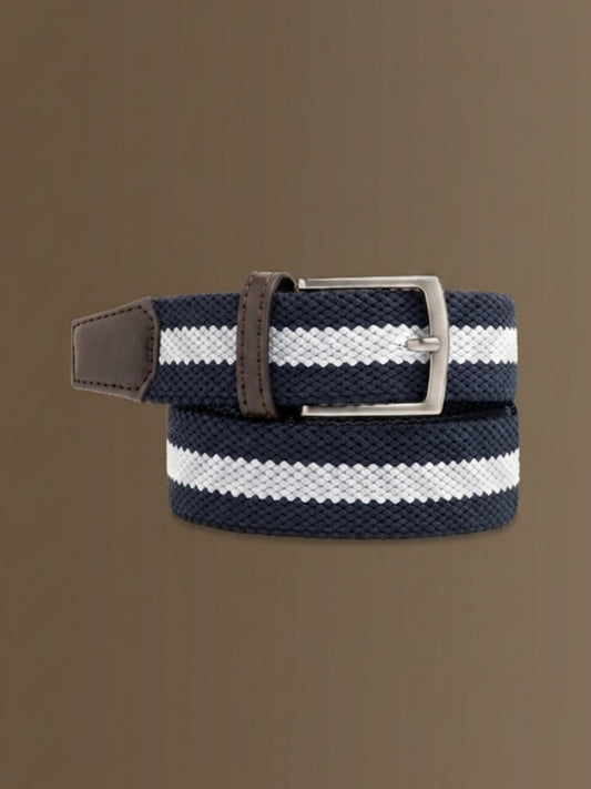 Tours woven striped belt - Navy / White