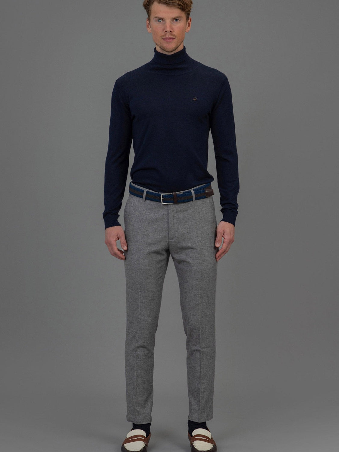 Roger Roll Neck Sweater - Navy